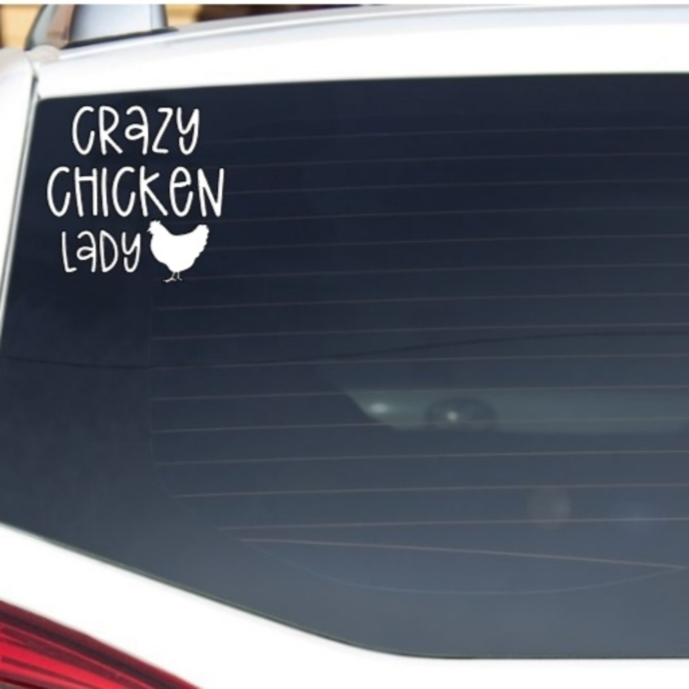 Crazy Chicken Lady Car Decal